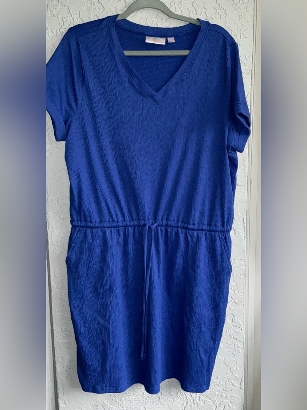 Belle Women's' Royal Blue V-Neck Drawstring Waist Dress